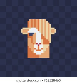 Llama character. Flat icon. Pixel art. Sticker design. Isolated vector illustration. 8-bit style.
