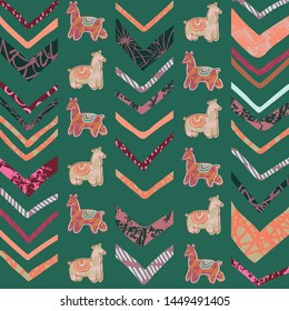 llama chevron seamless repeat pattern. Perfect for textile and card