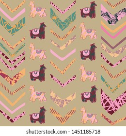 llama chevron seamless repeat pattern. Perfect for textile and card