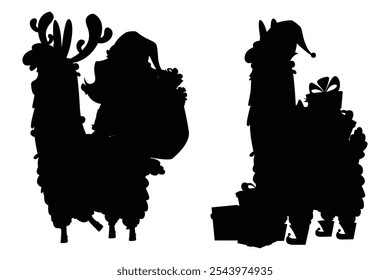 Llama Christmas Characters Festive Vector Illustrations for Holiday Designs