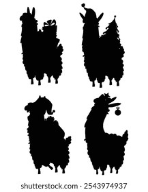 Llama Christmas Characters Festive Vector Illustrations for Holiday Designs