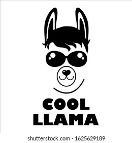 Llama clipart on white background. Cool llama face. Print design vector illustration.