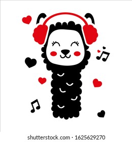 Llama clipart on white background. Cute lama face. Print design vector illustration.