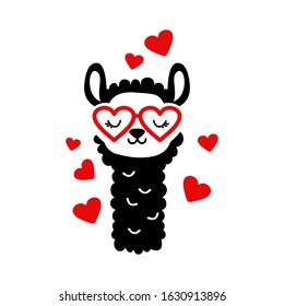 Llama clipart on white background. Cute lama face. Print design vector illustration.