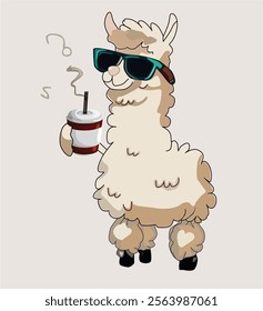 Llama and Coffee Cup for Coffee Lover