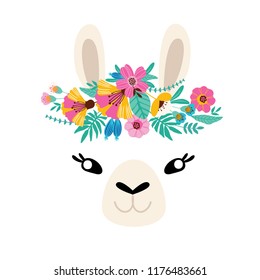 Llama colorful lettering. "No Prob Llama"cute type for nursery design, poster, birthday greeting card, etc