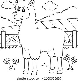 Llama Coloring Page for Kids