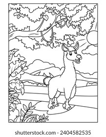 llama coloring page for kids