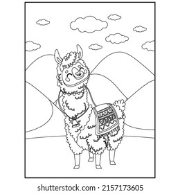 Llama coloring pages for kids
