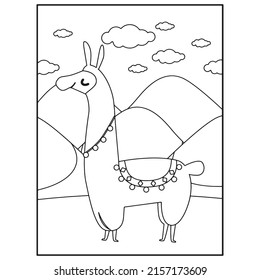 Llama coloring pages for kids