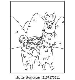 Llama Coloring Pages Kids Stock Vector (Royalty Free) 2157173611 ...