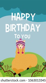 Llama cute animal birthday card