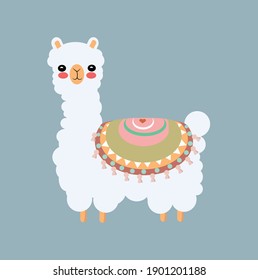 llama cute kawaii vector cartoon white mexican alpaca funny