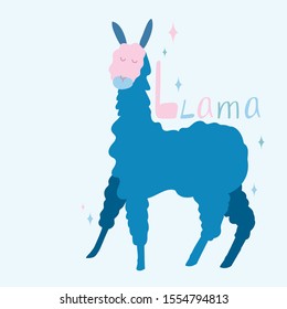 Llama drawn in cartoon style with star and handwritten lettering.