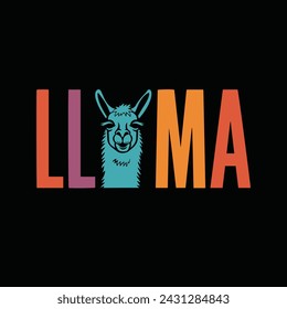 Llama face art t-shirt design Vector