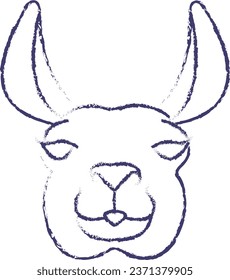 Llama face hand drawn vector illustration