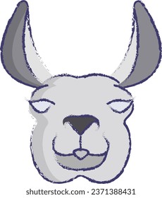 Llama face hand drawn vector illustration