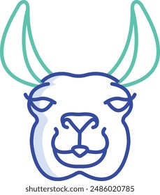Llama face outline color vector illustration