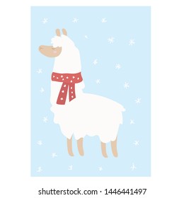 Llama. Hand drawing flat doodles Vector illustration