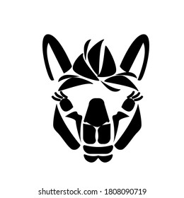 Llama head logo, animal image from simple shapes and lines, cute pet vector illustration for design and creativity