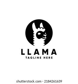 Llama head on circle logo design