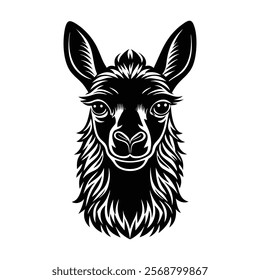 Llama head vector silhouette art illustration