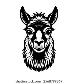 Llama head vector silhouette art illustration