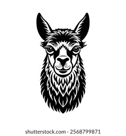 Llama head vector silhouette art illustration