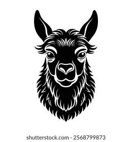 Llama head vector silhouette art illustration