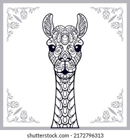 Llama head zentangle arts, isolated on white background