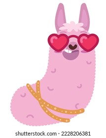 llama with heart glasses icon isolated
