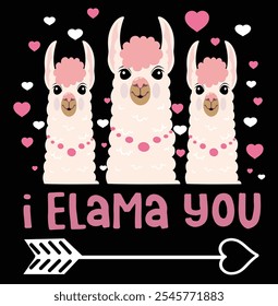 llama Hearts Funny Girls Boys Kids Valentines Day Eps, Digital Download