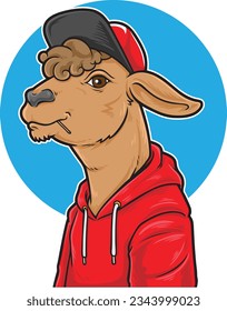 Llama Hiphop Boy Character Red