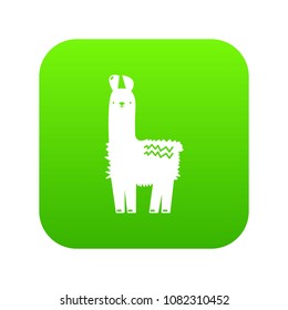Llama icon green vector isolated on white background