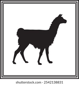 Llama icon isolated vector, silhouette of wild animal.