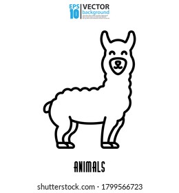 Llama icon, outline vector. Animal concept. Eps 10 vector illustration.