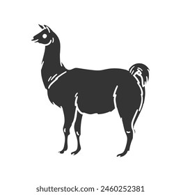 Llama Icon Silhouette Illustration. Pet Animal Vector Graphic Pictogram Symbol Clip Art. Doodle Sketch Black Sign.