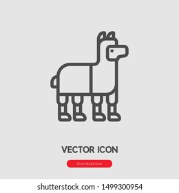 Llama icon vector. Llama symbol. Linear style sign for mobile concept and web design. Llama symbol illustration. Pixel vector graphics - Vector.