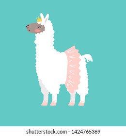 Llama illustration, cute hand drawn elements and design for nursery design, poster, birthday greeting card