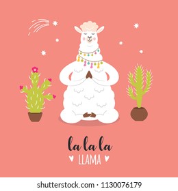 Llama illustration, greeting card