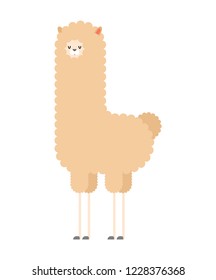 Llama isolated. Lama Cute animal alpaca. cartoon vector