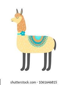 Llama isolated on white background. Vector illustration.