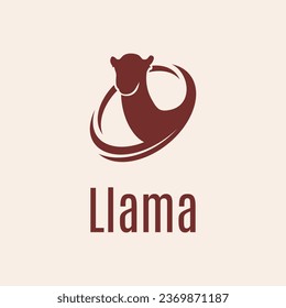 Llama lamb alpaca silhouette logo vector design template
