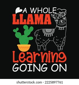 Llama Learning T Shirt Teachers Students Alpaca Lovers