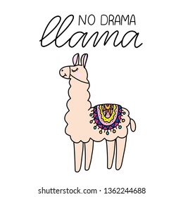 Llama lettering vector illustration in flat style. Hand drawn quote. Design elements for children clothes, baby nursery design, poster, birthday greeting card, party invitation, sale banner. EPS10