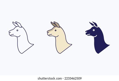 Llama line and glyph icon, vector illustration