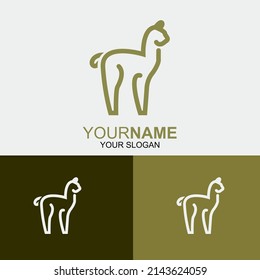 Llama line type logo design symbol illustration