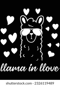llama in llove vector art design, eps file. design file for t-shirt. SVG, EPS cuttable design file svg
