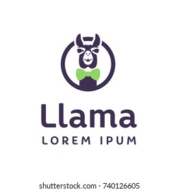 llama logo in a circle with a bow on the neck