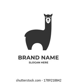 Llama logo concept. Character symbol. Animal design template. Vector illustration